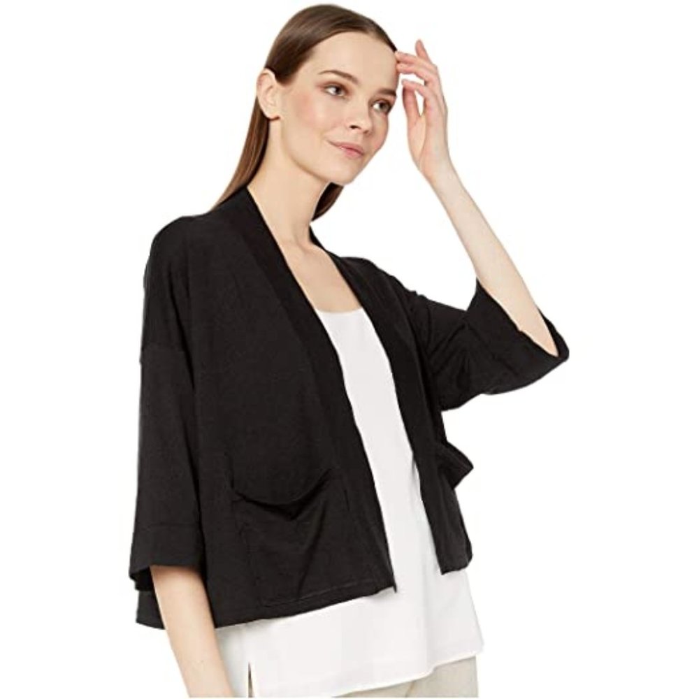 Firm Price🌷Soft Black Crepe Cardigan - P M/L